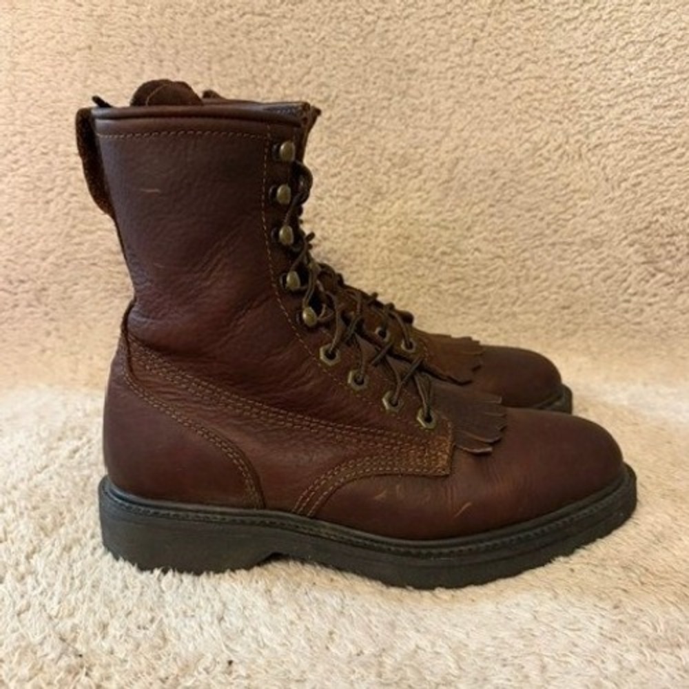 Masterson Boot Co RB881 Work Lacer Boot Mens 9EW Brown 8-inch Leather EUC